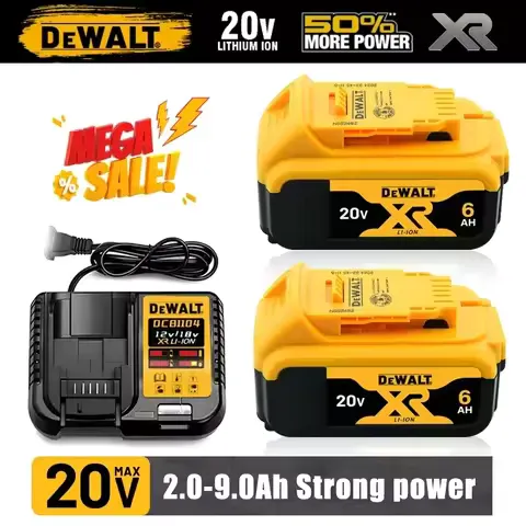 100% Genuine Dewalt 20V Battery, 6AH Rechargeable Lithium Ion Battery, Dewalt DCB200 Power Tool Replacement Battery