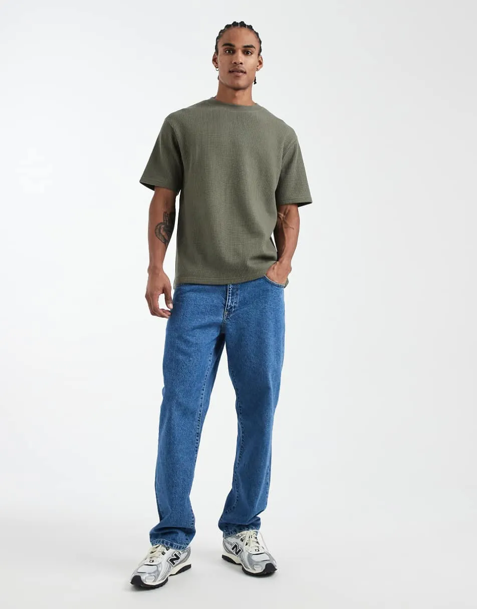ASOS DESGIN heavyweight relaxed t-shirt in khaki waffle