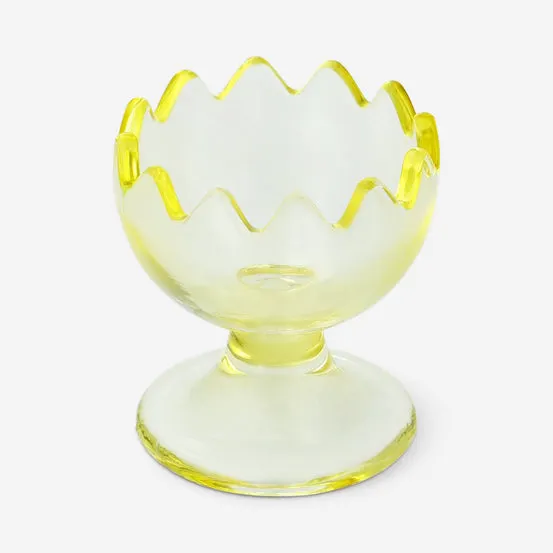 Frosted yellow glass egg cup