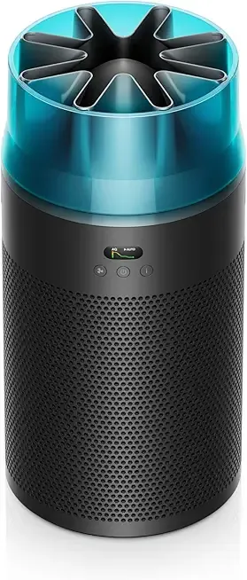 HushJet Purifier Compact, Quiet air purifier, App Controlled, Purifies up to 203 sq ft, Captures NO2 (Black/Teal)