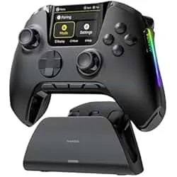ManbaOne Interactive Screen Wireless Gaming Controller for PC/Switch/Switch 2/iOS/Android,Hall Effect Stick & Trigger,RGB Lighting,Remappable Buttons,1800mAh with Charging Dock (Black)