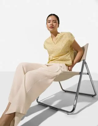 Pantaloni culotte - Effetto lino - Beige