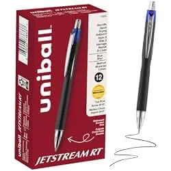 uniball™ Jetstream RT Ballpoint Pens, Blue, 1.0mm Medium Point, 12 Count | Retractable, Smooth Writing, Quick-Drying, Smear-Resistant, uni Super Ink™