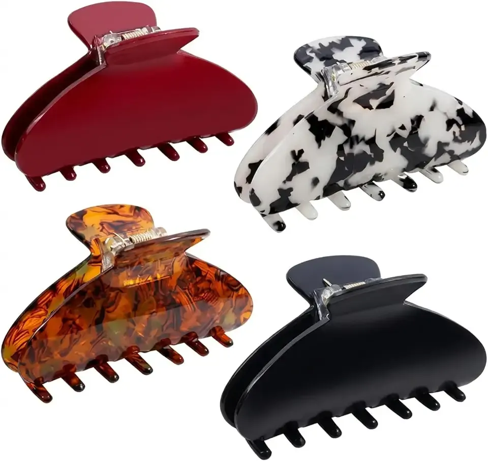 Medium Acrylic,Cute Stylish Durable Lightweight Hair Accessories (red black)