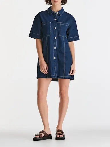 Riders By Lee Denim Boxy Dress In Modern Rinse
