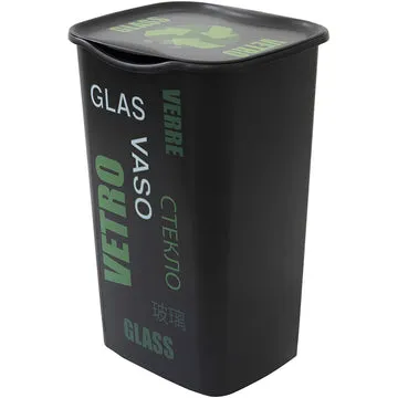 Pattumiera Recycling Vetro 50 Litri Nero