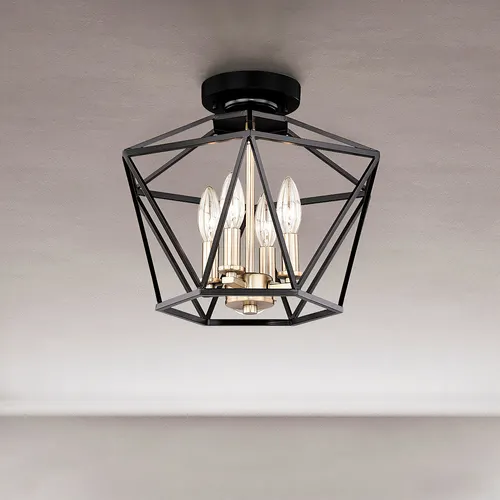 Patriot Lighting® Roma Noble Bronze & Natural Brass 4-Light Semi-Flush Mount Ceiling Light