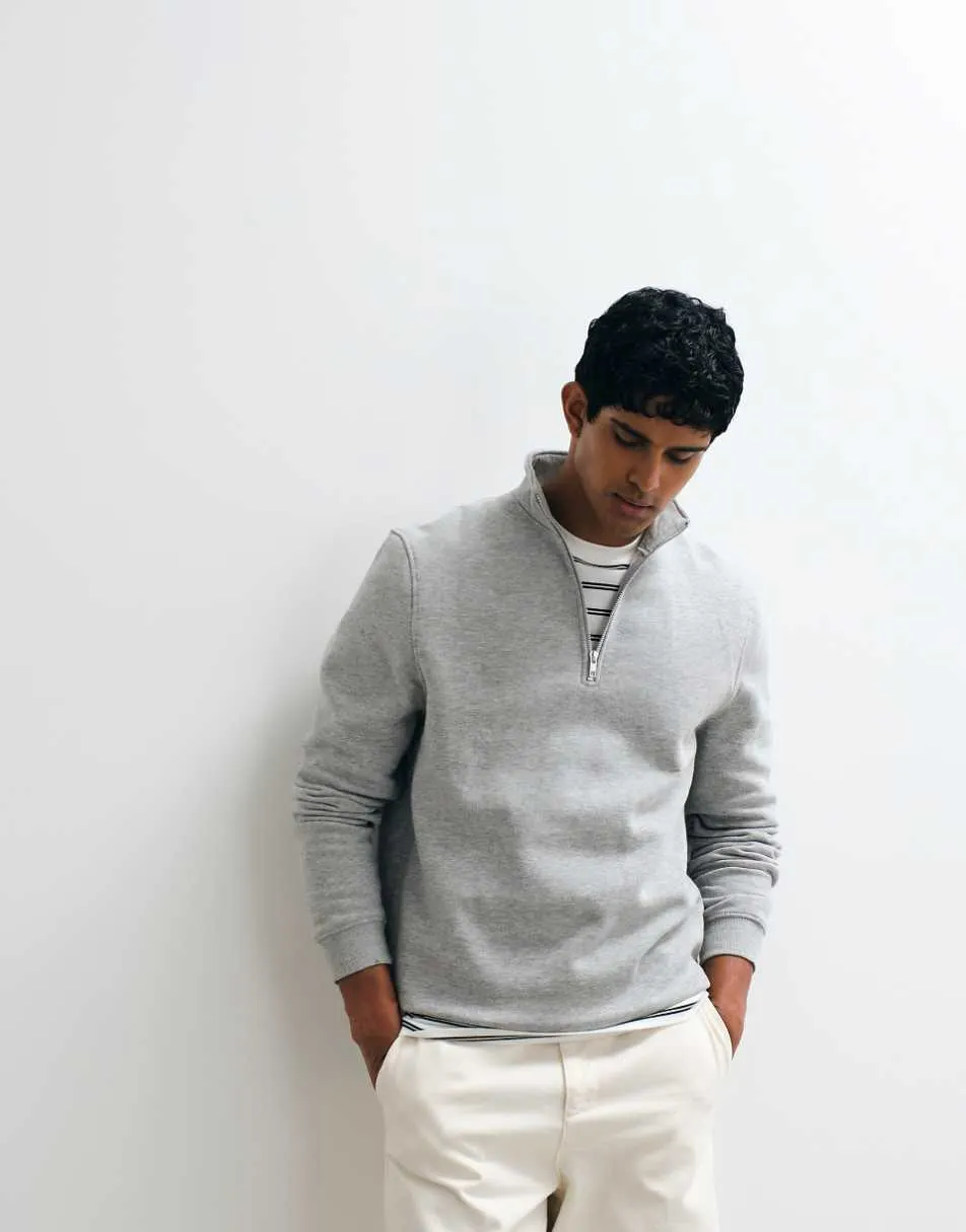 ASOS DESIGN essentials quarter zip sweatshirt in grey