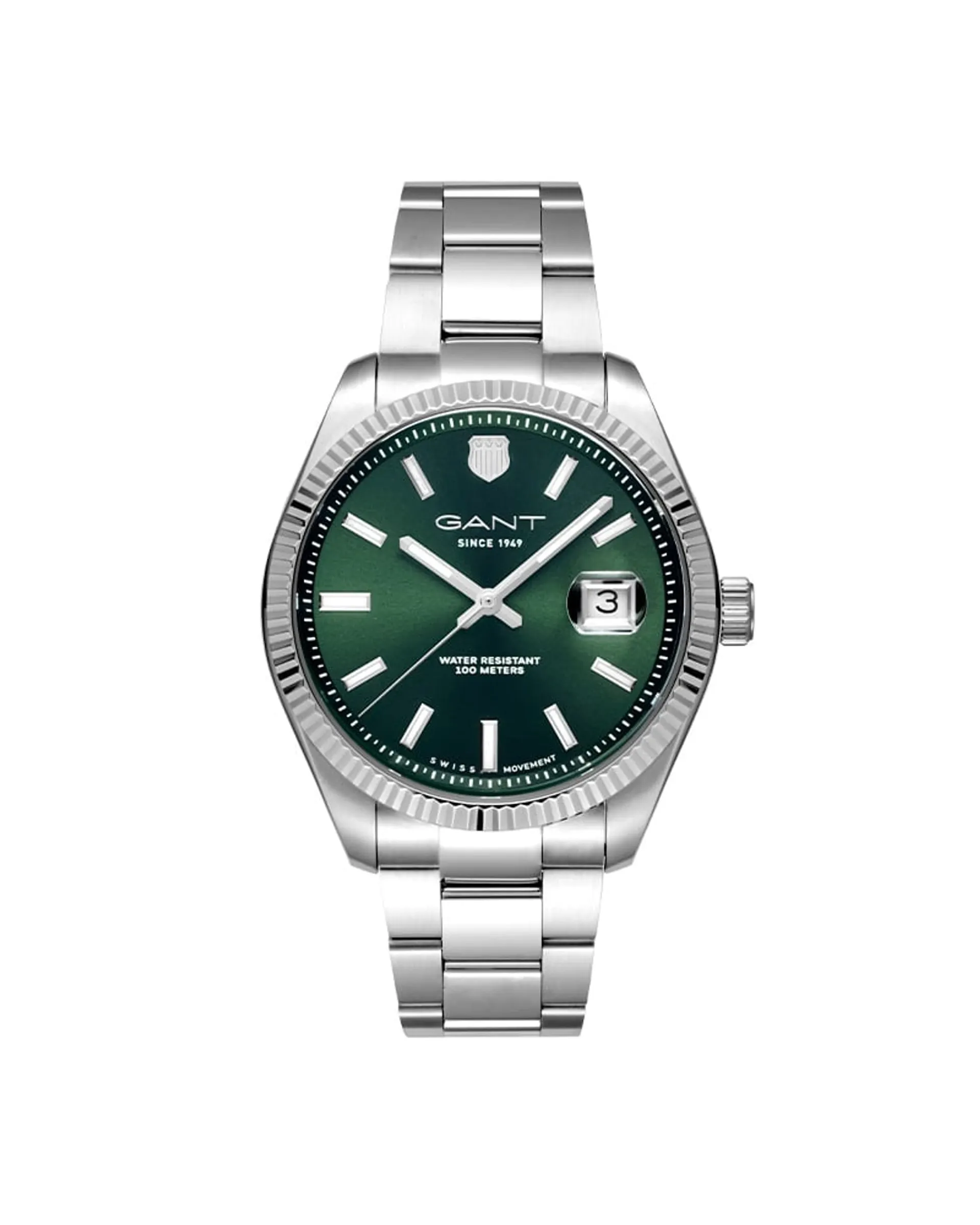 Prestige 106 herreklokke i stål med grønn skive (40,5mm)