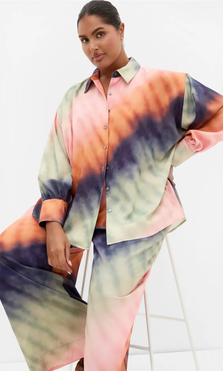 Sunset Ombre Print Shirt - peach