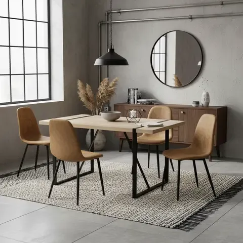 Juego de comedor Tracy 4 Sillas Mesa Rectangular 140 x 80 x 76 cm Café
