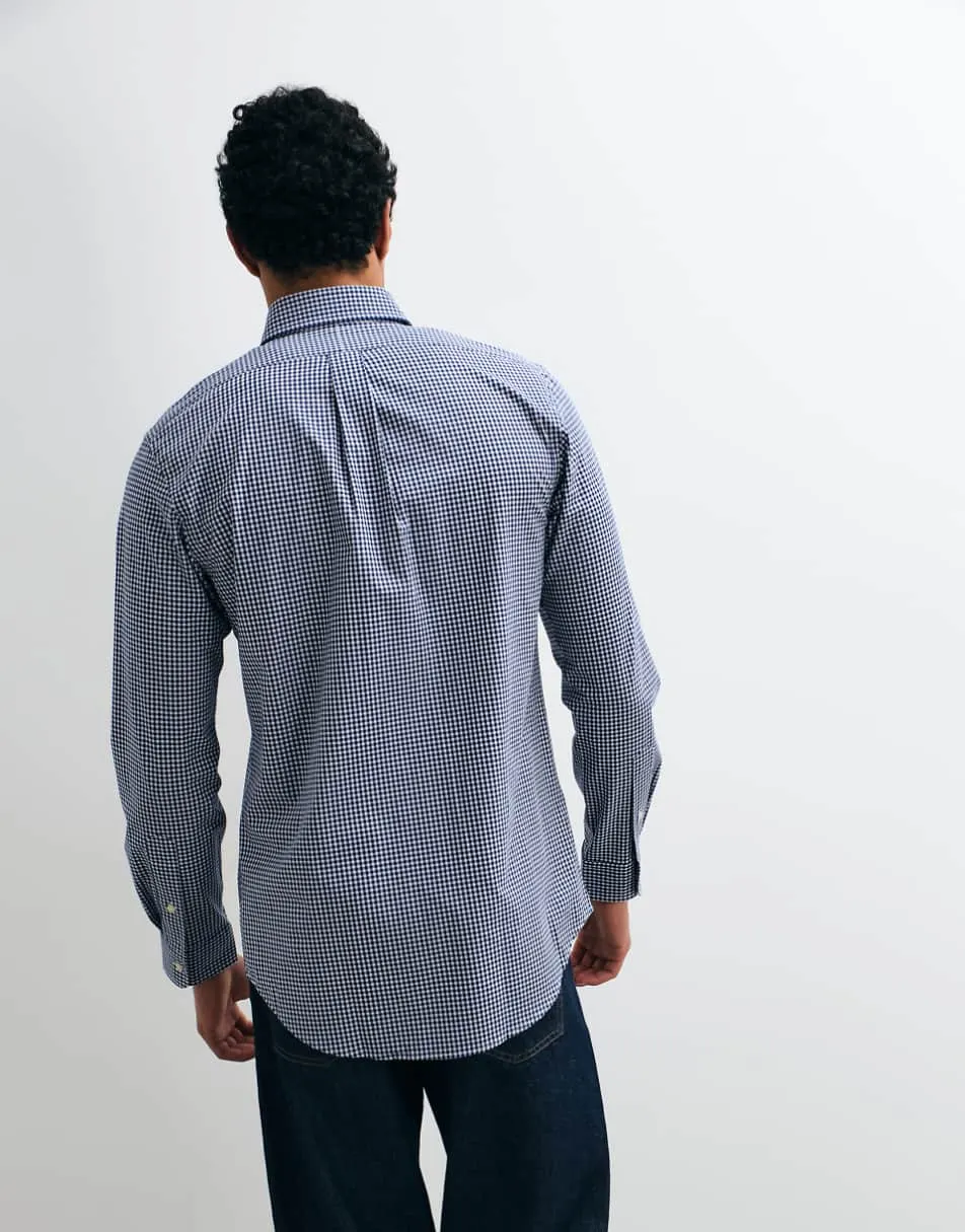 Polo Ralph Lauren sport icon logo gingham shirt in navy and white