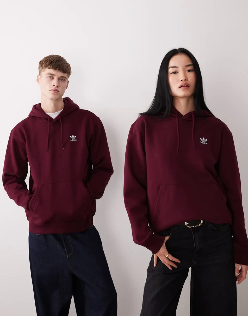 adidas Originals essential hoodie in maroon and light blue