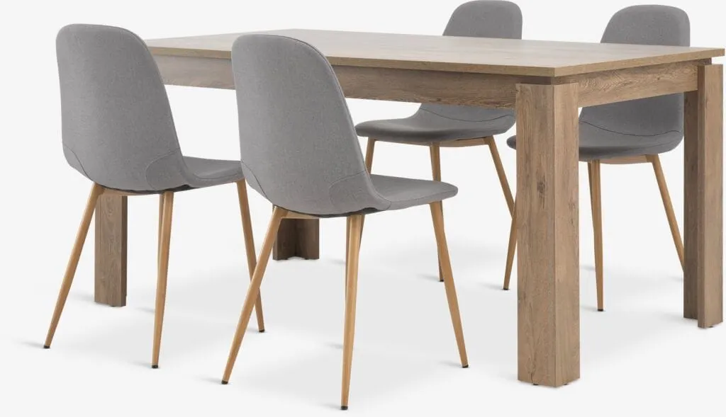 VEDDE Tavolo L160 cm rovere selv. scuro + 4 JONSTRUP grigio