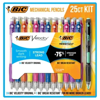 BIC Mechanical Pencil Kit, 24 Velocity + 1 Break Resistant, 0.7mm Lead, 25-count