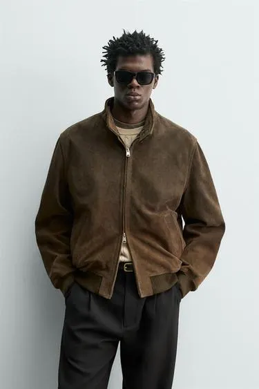 REGULAR FIT LEATHER SUEDE JACKET