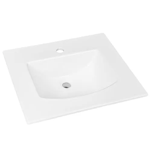Retro Square Drop-in Sink with Single Hole Drilling in White