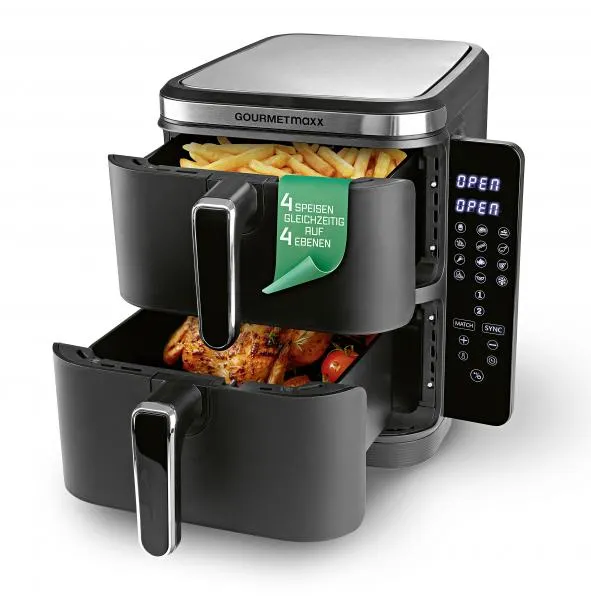 Gourmetmaxx Heißluft-Fritteuse Doppelkorb