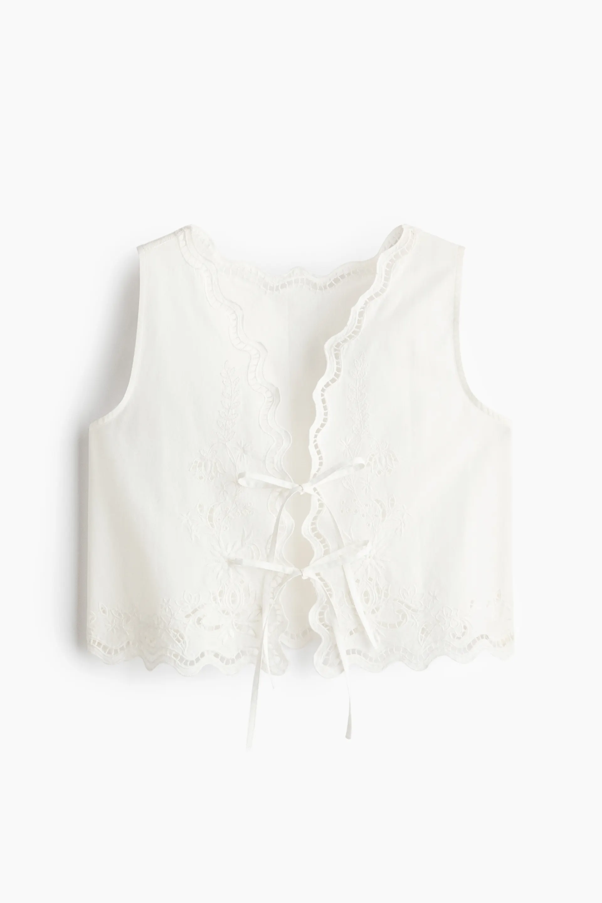 Top playero de algodón con lazos al frente
