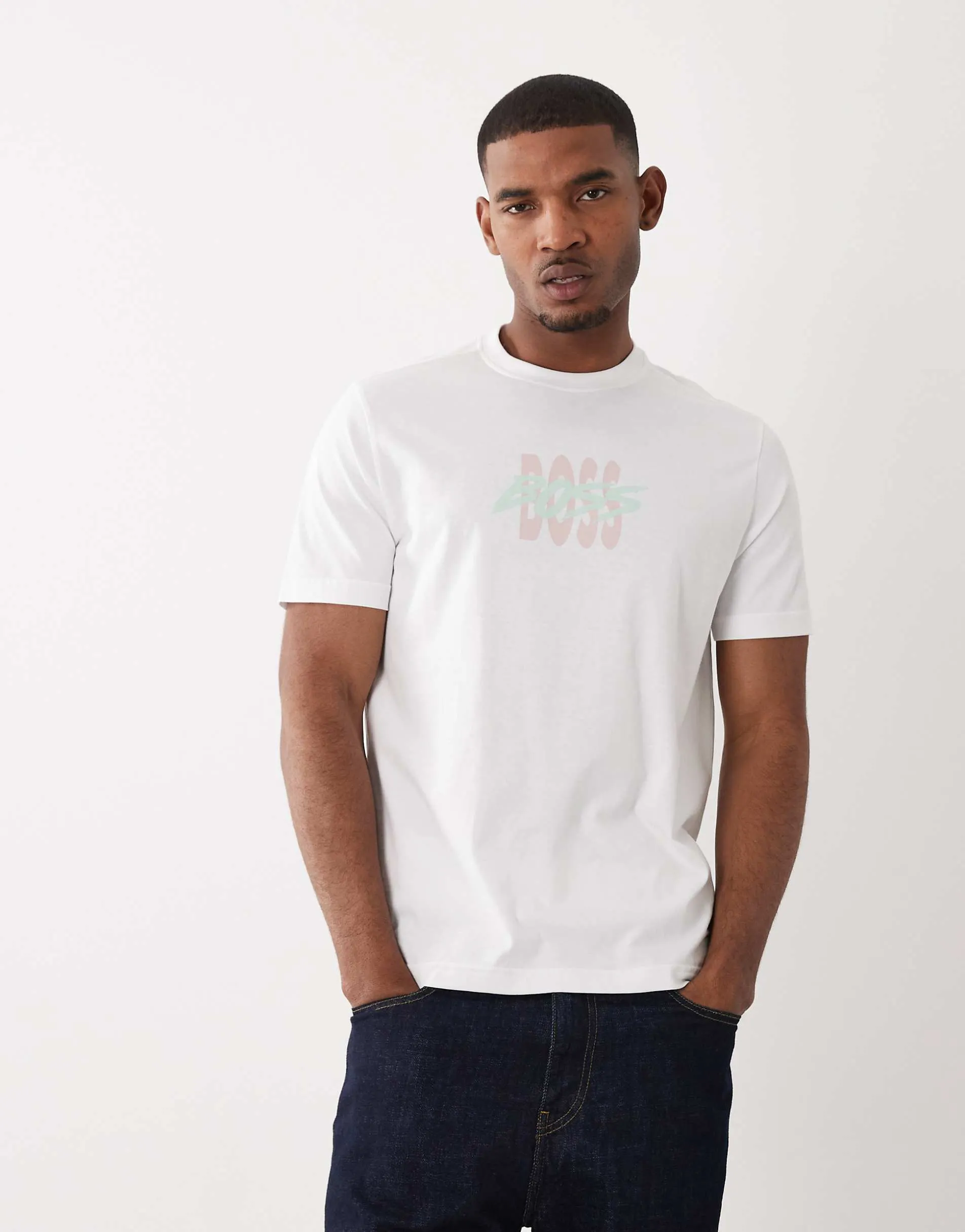 HUGO BOSS regular fit graphic short sleeve t-shirt in white
