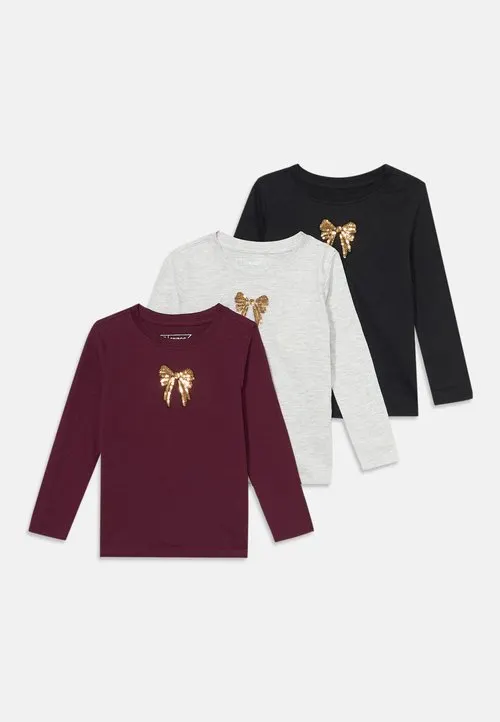 3 PACK - Topper langermet - black/bordeaux/mottled grey
