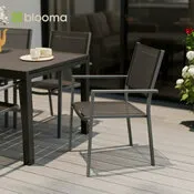 Fauteuil acier / textile gris "KERICA" - L. 56 x l. 60,9 x H. 89 cm - Marque BLOOMA