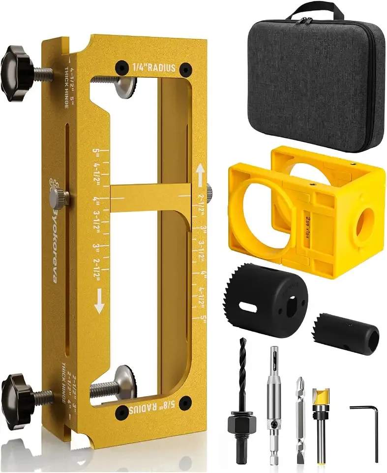 Door Hinge Jig with Door Lock Installation Kit, Includes Storage Case