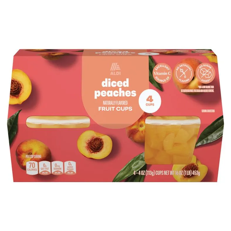 Lunch Buddies Peach Fruit Bowl in 100% Juice, 4 pack