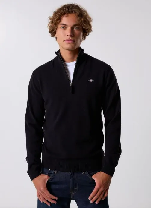 Truien Superfine Lambswool Half Zip heren zwart
