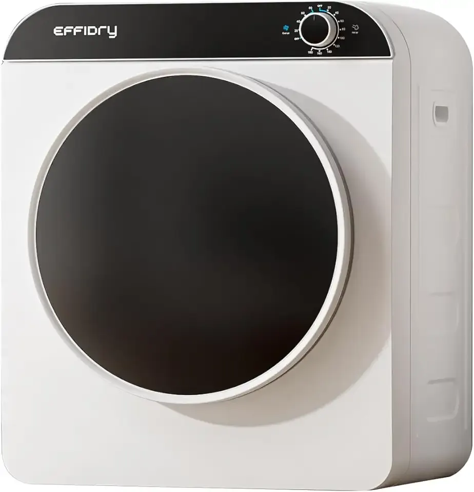 1.8 cu.ft Portable Dryer, 830W Compact Clothes Dryer with 5 Drying Modes,110V Electric Laundry Dryer with Stainless Steel Tub, Exhaust Hose, Simple Control Knob for Apartments, Dorm, RV, White