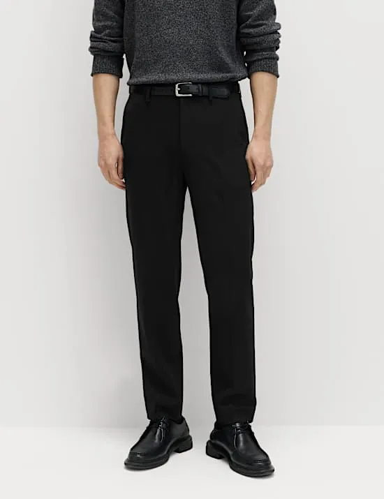 Regular Fit Wool Blend Trousers