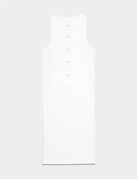5 Pack Essential Cotton Sleeveless Vests