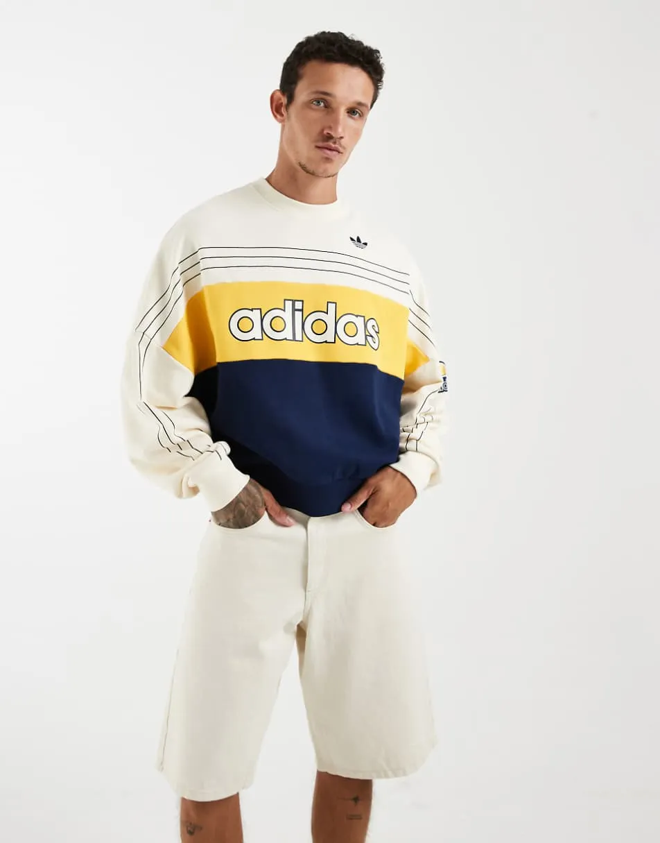 adidas Originals Originals varsity crewneck sweatshirt in cream white