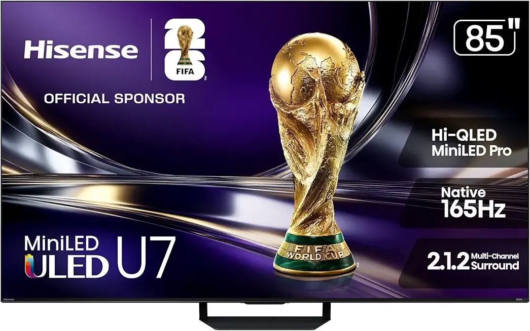 Hisense 85" U7 Mini-LED ULED 4K UHD Best Premium Gaming Smart Google TV (85U7SG, 2026 New) - Hi-QLED, Native 165Hz, VRR 330, HDR10+, Dolby Vision IQ·Atmos, IMAX Enhanced, Anti-Reflection, 2.1.2 Ch