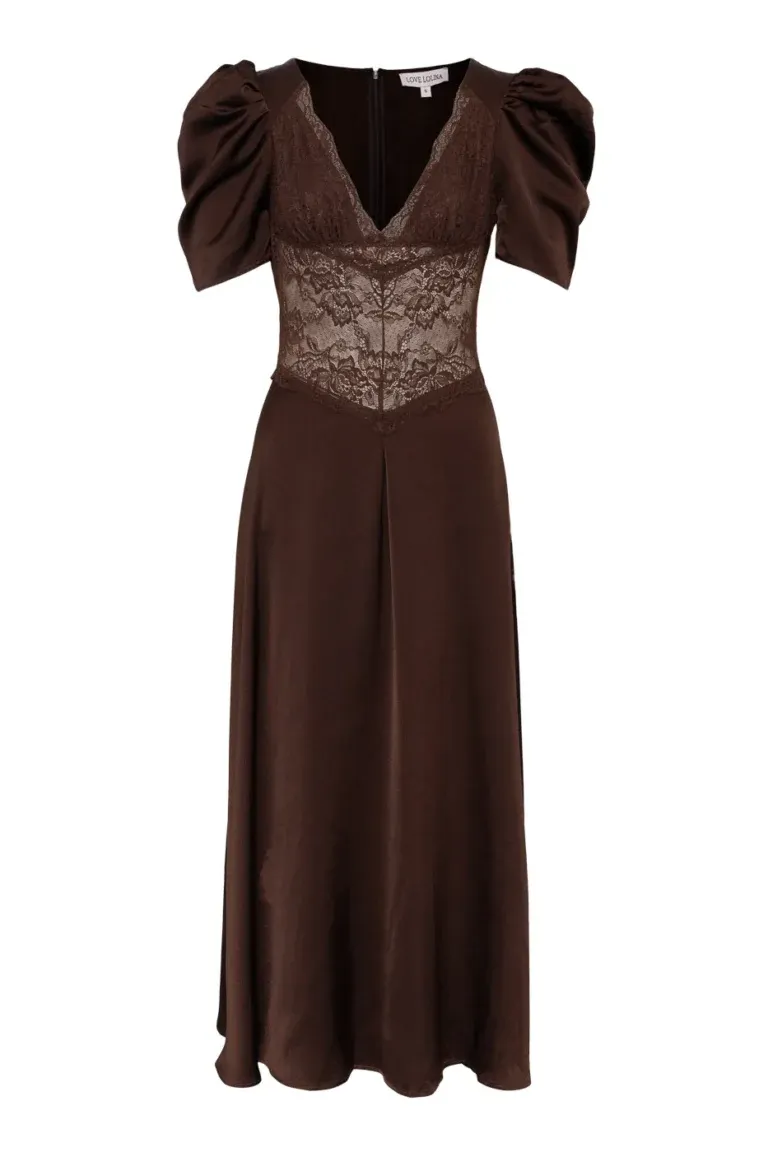 Francis Lace Midi Dress - Brun