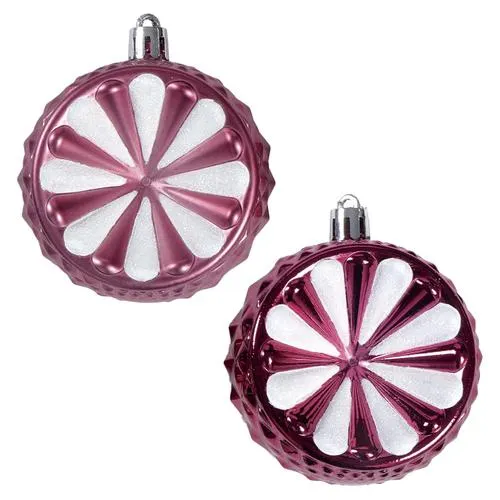 Enchanted Forest® 70mm Magenta Concave Designs Shatterproof Ornaments - 6 Pack