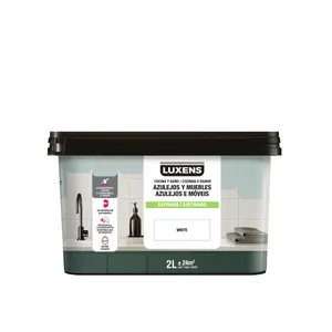Esmalte de interior multimateriales cocinas y baños LUXENS color blanco satinado 2L para azulejos de pared