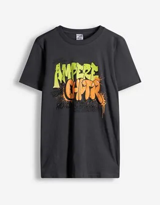 T-shirt - Stampa frontale - Grigio scuro