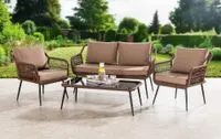 11tlg. Garten-Loungemöbel-Set CORDA aus Rope mit Polsterauflagen & Sicherheitsglasplatte