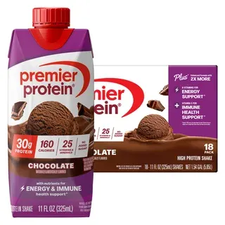 Premier 30g Protein PLUS Energy and Immune Support Shakes, Chocolate, 11 fl oz, 18-pack