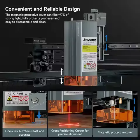 ATOMSTACK A40 PRO V2 40W Laser Engraver Machine CNC Laser Cutter compatible with LightBurn and LaserGRBL For Wood Stone Metal Acrylic Leather Jewelry For personalized product businesses 385*400mm Work Area