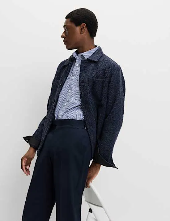 2 Pack Regular Fit Easy Iron Cotton Blend Striped Shirts