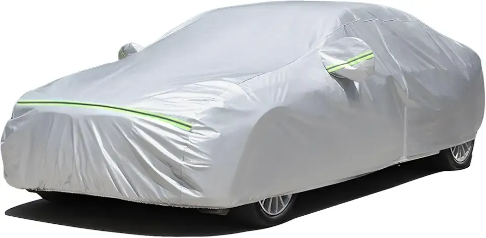 Favoto Sedan Car Cover Waterproof All Weather 6 Layers Heavy Duty Car Cover for Automobiles Sun Snow UV Protection with Inner Cotton Car Cover Outdoor Universal Fit for Sedan (185-193 inch) Silver