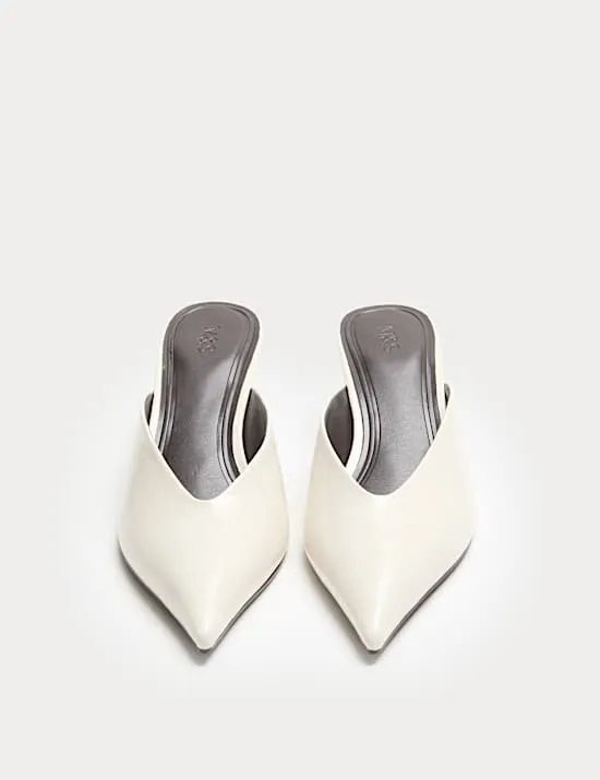 Patent Slip On Kitten Heel Pointed Mules