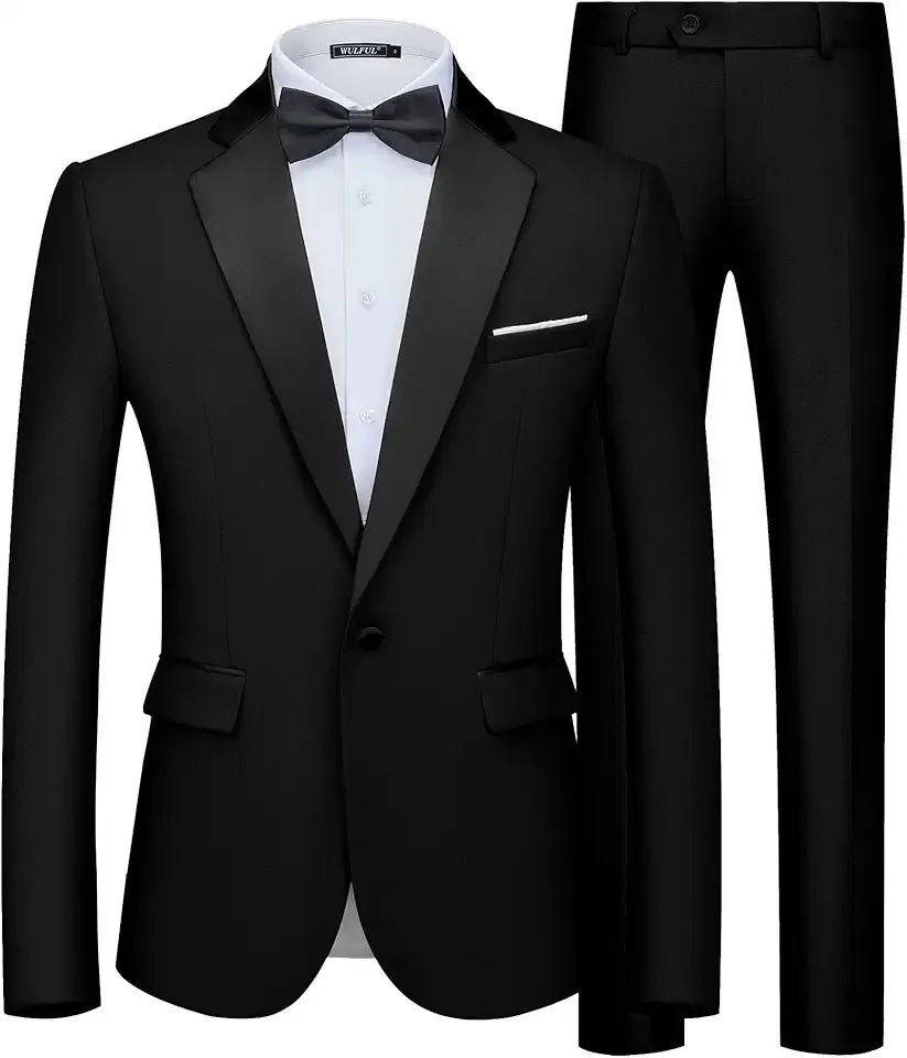 Men's 2 Piece Slim Fit Suit Set One Button Blazer Jacket Pants Tuxedo Set for Prom, Wedding and Business