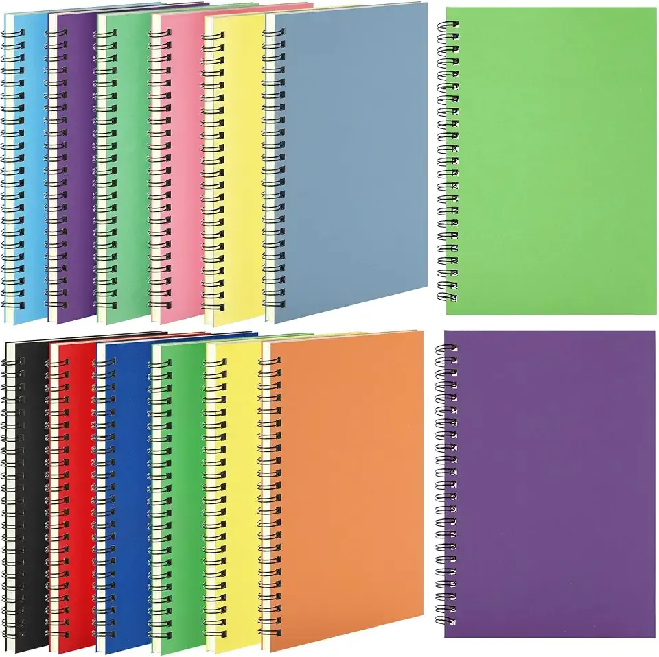 Leelosp 12 Pcs Small Spiral Notebook,Colorful,5.5 X 8.3 Inch | Lined Spiral Journal College Ruled A5 Notebook Wire Bound Kraft Cover, 120 Pages for Work