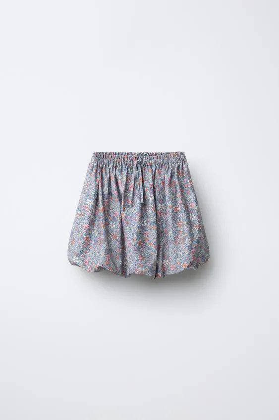 POPLIN FLORAL BALLOON SKIRT