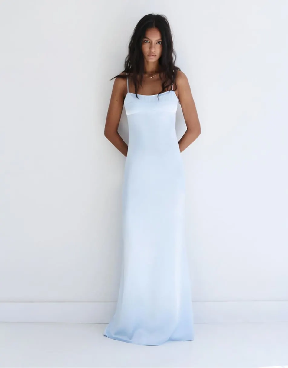 Pull&Bear Midi corset prom dress in sky blue