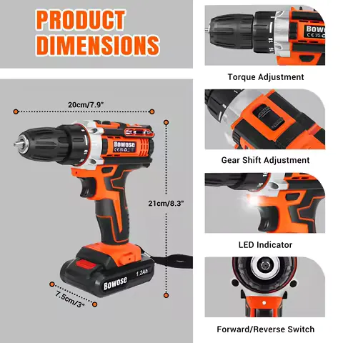 12V Heavy Duty Cordless Drill, 30Nm Combination Drill Kit with LED Work Light, Ideal for Furniture Assembly and Garden Projects