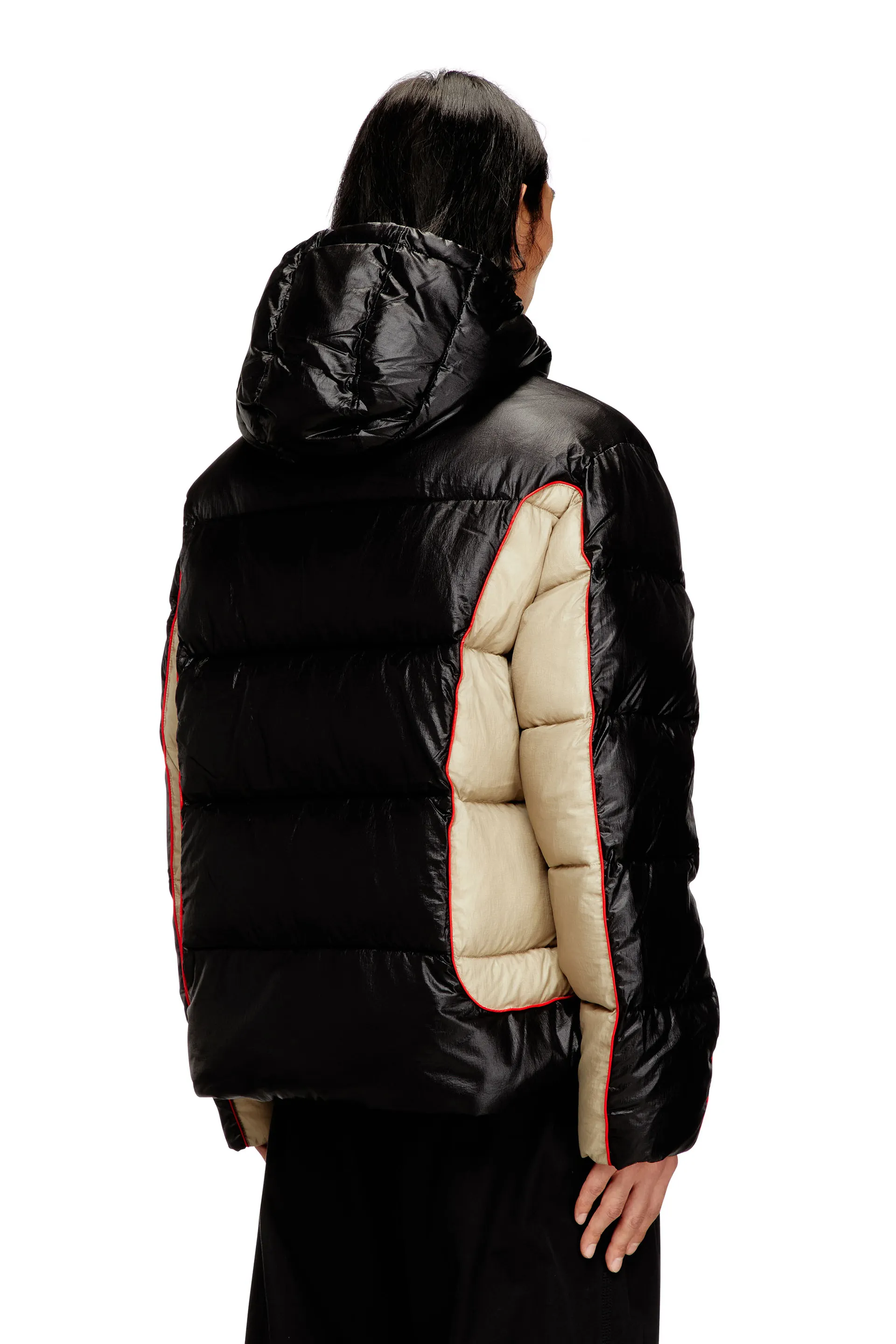 Hooded puffer jacket in shiny ripstop